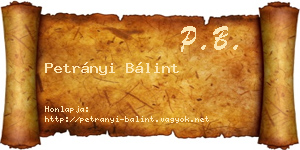 Petrányi Bálint névjegykártya